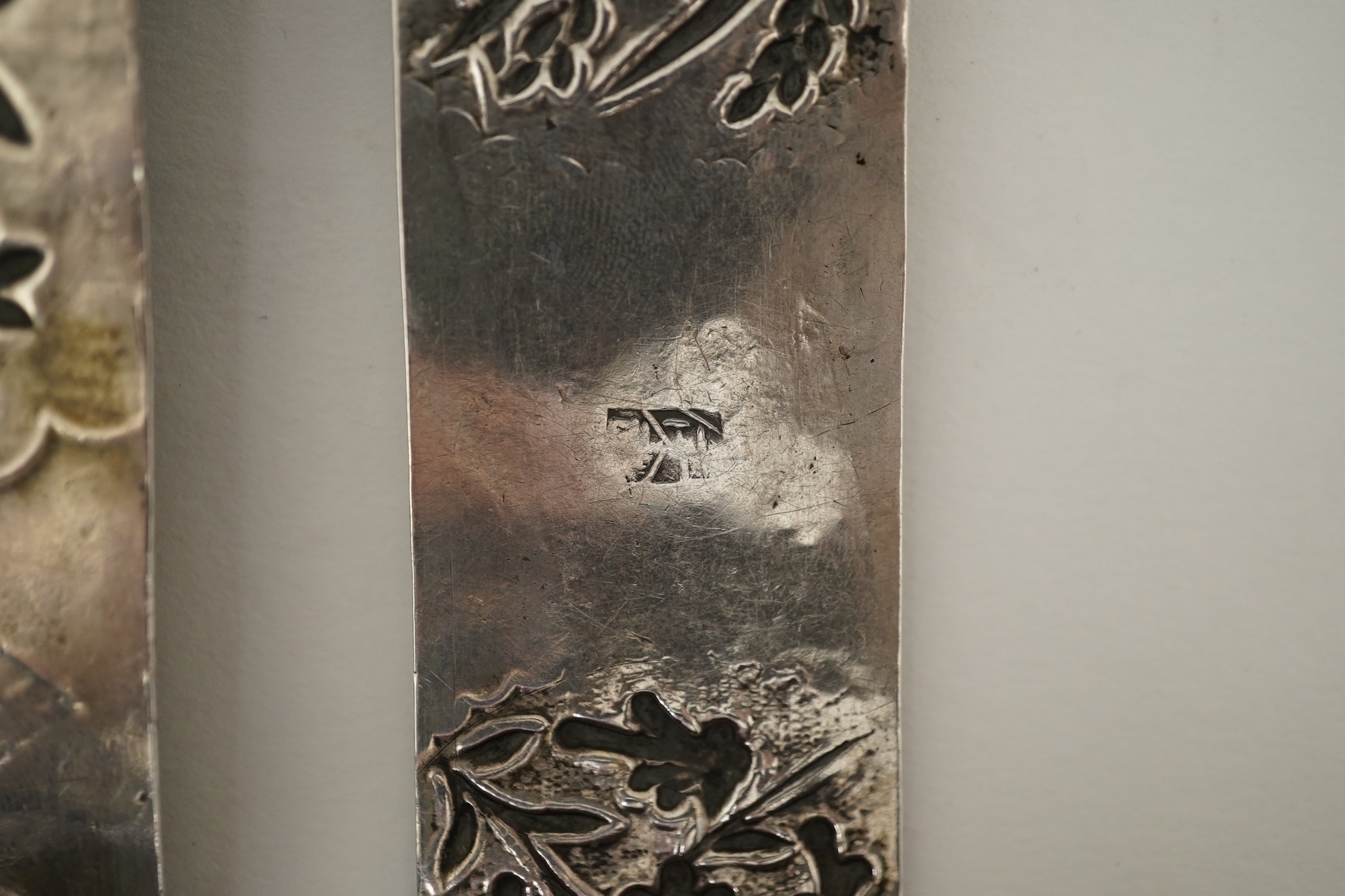 Four Chinese silver hair ornaments, bian fang, late 19th century